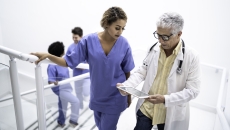 People walking up stairs People walking up stairs