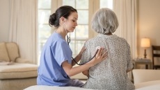 Health care professional with senior patient Health care professional with senior patient