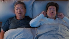 Man with sleep apnea in bed with his wife Man with sleep apnea in bed with his wife
