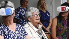 Aged care residents wearing VR headsets Aged care residents wearing VR headsets