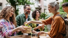 People distributing food People distributing food