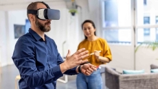 Man with virtual reality googles Man with virtual reality googles