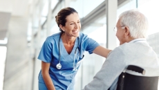 Healthcare professional with senior adult Healthcare professional with senior adult