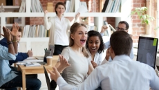 Group of people laughing Group of people laughing