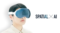 Person wearing Jolly Good VR headset Person wearing Jolly Good VR headset