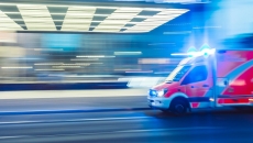 An ambulance passing through An ambulance passing through