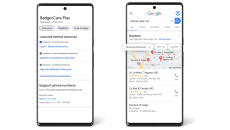 Two smartphones displaying the Medicare and Medicaid information in search as well as the Medicaid filtering feature. Two smartphones displaying the Medicare and Medicaid information in search as well as the Medicaid filtering feature.