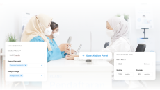 A Klinik Pintar clinic staff getting a patient's vitals A Klinik Pintar clinic staff getting a patient's vitals