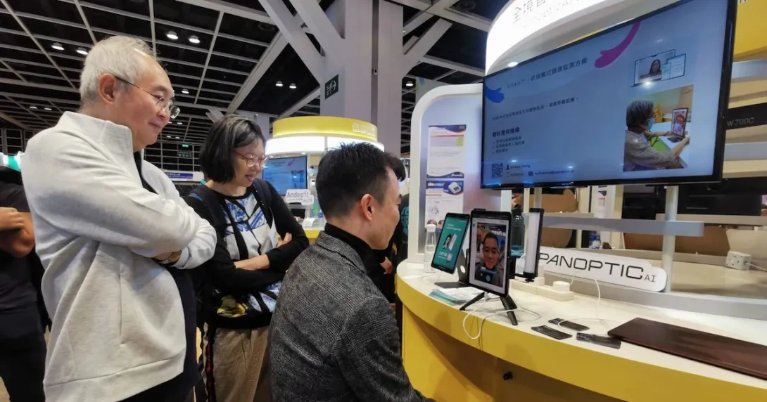 A person using PanopticAI's mobile application in a showcase in Hong Kong A person using PanopticAI's mobile application in a showcase in Hong Kong