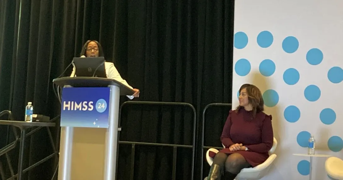 two people presenting a topic  two people presenting a topic