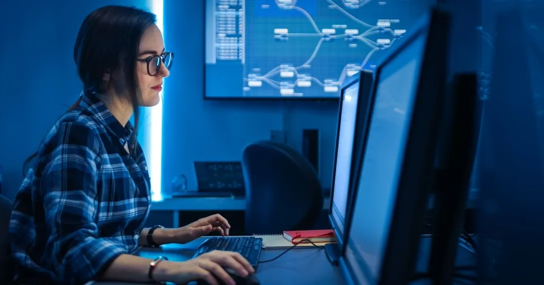 Person reviewing data on a PC Person reviewing data on a PC