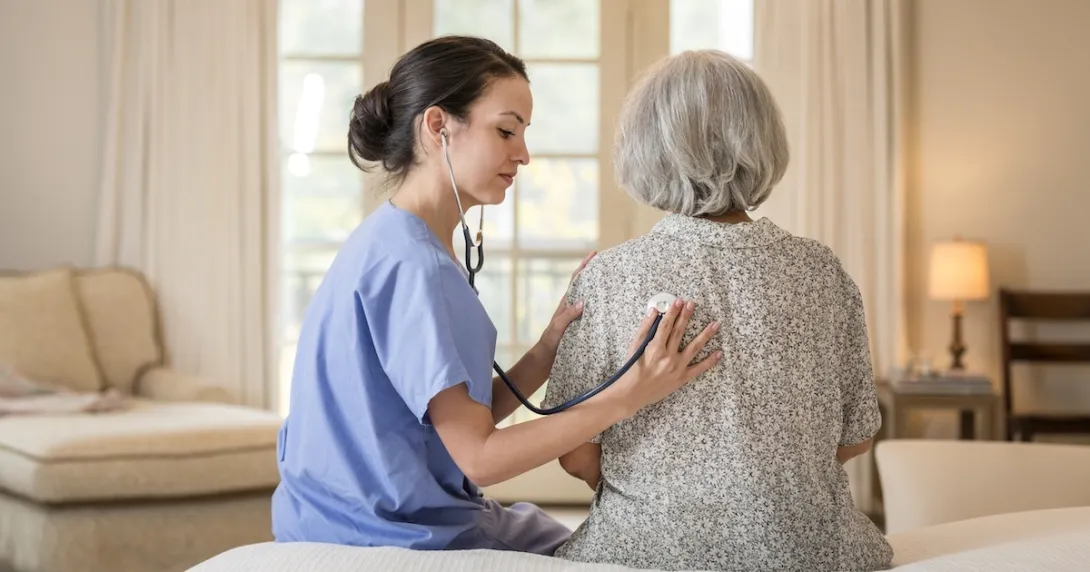 Health care professional with senior patient Health care professional with senior patient