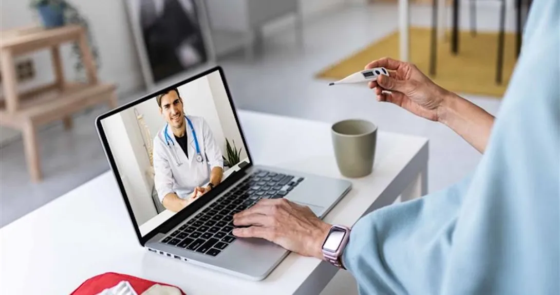 Person on a telehealth call Person on a telehealth call