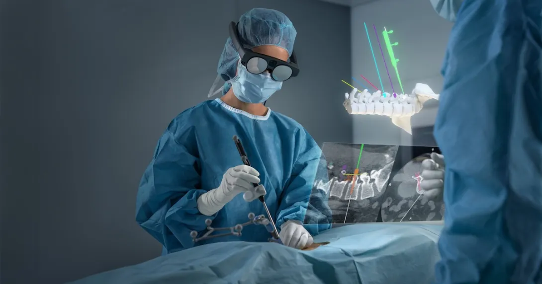 Surgeon using mixed reality 