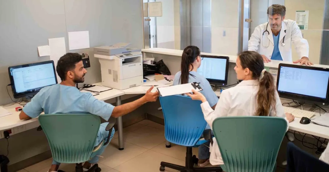 People working in a medical office People working in a medical office