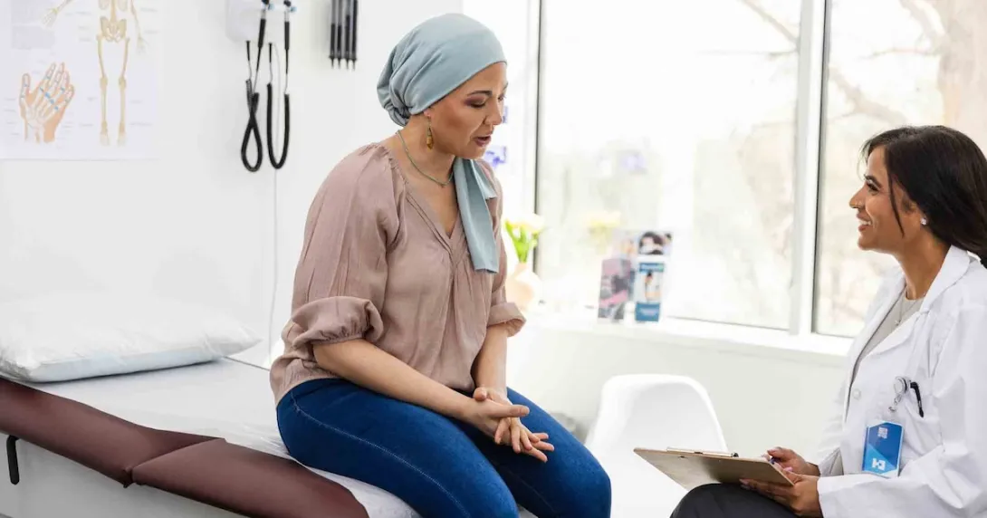 Cancer patient with a doctor