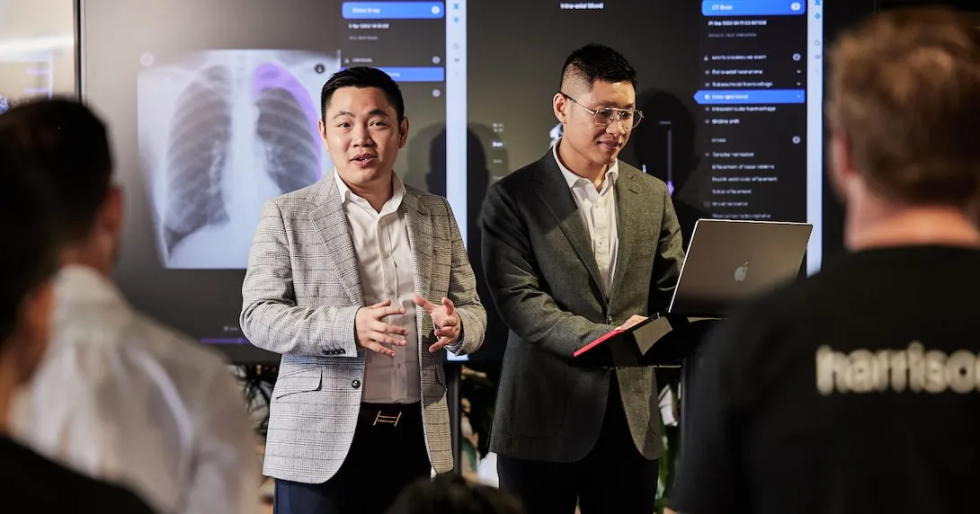 Harrison.ai co-founders during a product demonstration Harrison.ai co-founders during a product demonstration