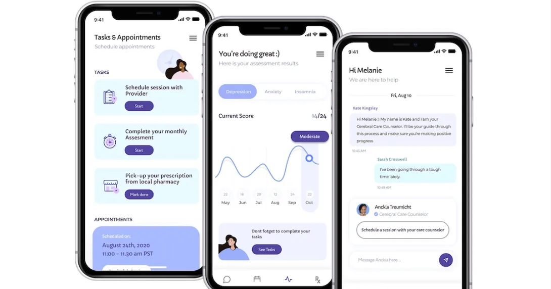 Smartphone displaying the Cerebral app