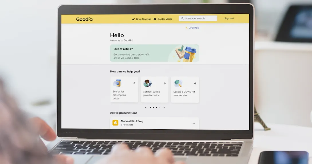 A person using GoodRx on a desktop. A person using GoodRx on a desktop.