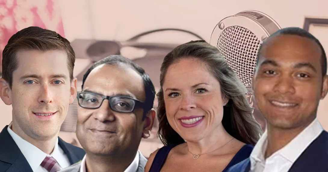 Podcast guests Tom Kiesau, Shreesh Tiwari, Lauren Goodman, and Dr. Darryl Gibbings-Isaac