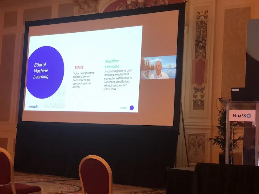 Kevin Ross, PhD, during his presentation on ethical machine learning Kevin Ross, PhD, during his presentation on ethical machine learning