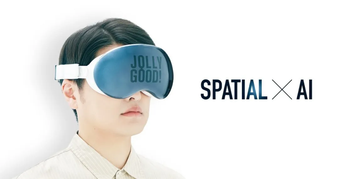 Person wearing Jolly Good VR headset Person wearing Jolly Good VR headset