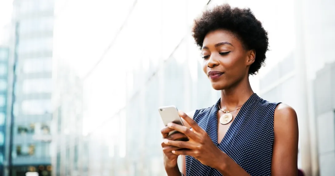 Person looking at information via a mobile app