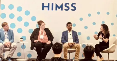HIMSS panel with Gaurav Shivhare of CVS Health, Summer Blackerby of CoxHealth, Andy Molnar of the Digital Therapeutics Alliance, and Jessica Hagen of MobiHealthNews HIMSS panel with Gaurav Shivhare of CVS Health, Summer Blackerby of CoxHealth, Andy Molnar of the Digital Therapeutics Alliance, and Jessica Hagen of MobiHealthNews