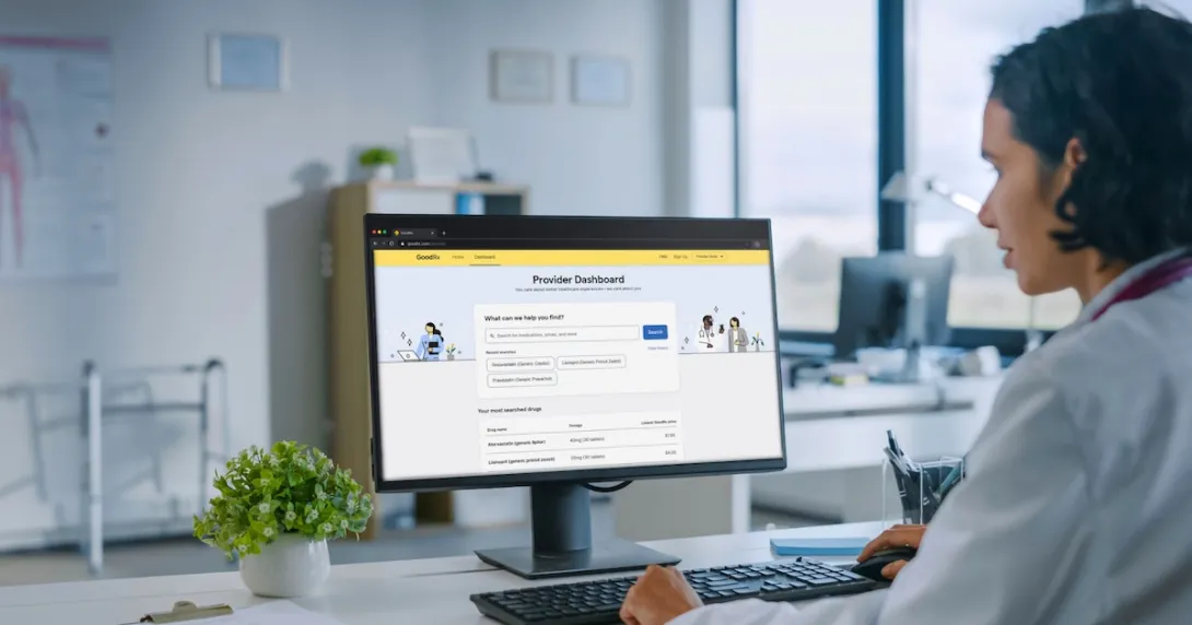A doctor using Provider Mode on a desktop computer in her office. A doctor using Provider Mode on a desktop computer in her office.