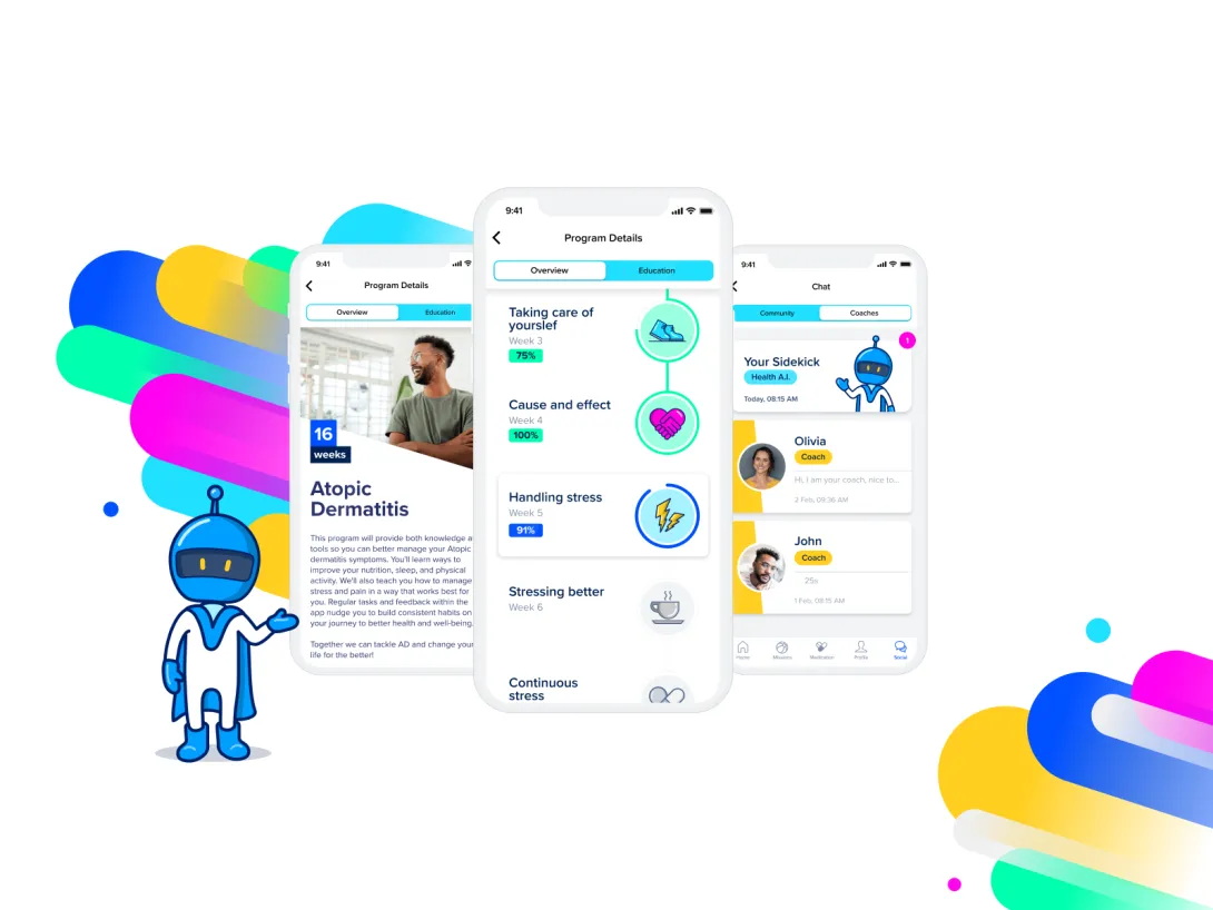The solution uses gamification to increase patient adherence. Sidekick Health, Pfizer, digital therapeutics, atopic dermatitis
