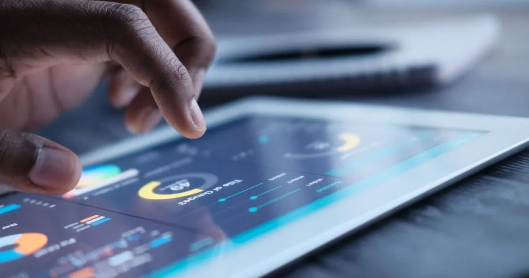 A close up of an iPad showing data analysis A close up of an iPad showing data analysis