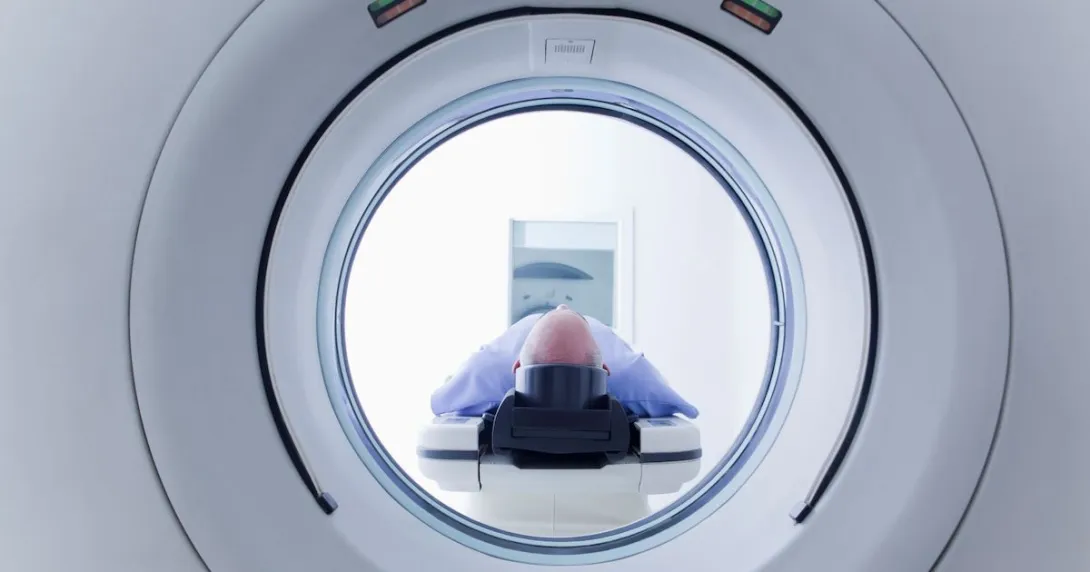 Person in a diagnostic imaging machine Person in a diagnostic imaging machine